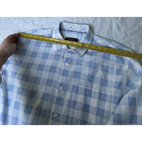 Bugatchi Men’s Classic Fit Plaid Button Up Shirt Blue Long Sleeves XL - Picture 7 of 8